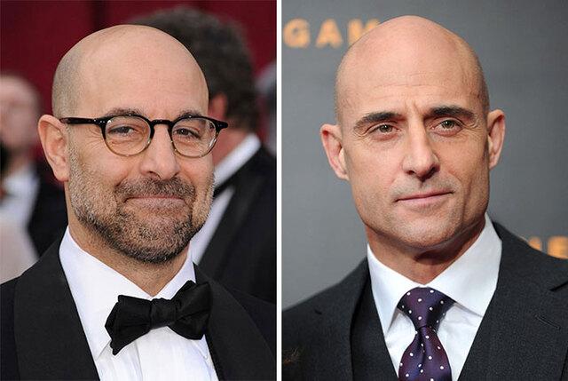 Stanley Tucci and Mark Strong are frequently mistaken for one another, thanks to their bald, suave sophistication.