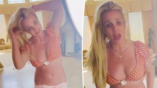 Wearing a polka-dot crop top, low-rise shorts, and knee-high black boots, she sang along to Rihanna’s 2006 ballad Unfaithful