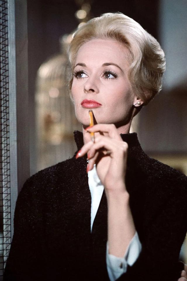 Classic Hollywood poise — Tippi Hedren on the rise with Hitchcock’s lens.