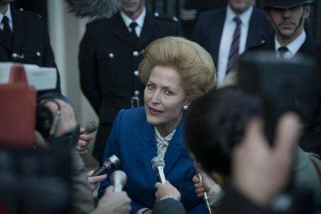 One of the most noticeable elements of Anderson’s transformation into Margaret Thatcher is her remarkable control over her voice.