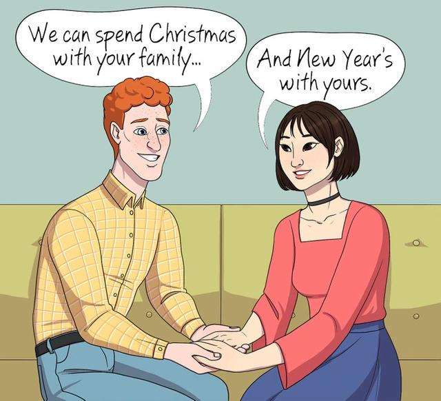 Respecting the differences in family traditions and boundaries fosters peace and shows that you’re willing to compromise to keep things harmonious.