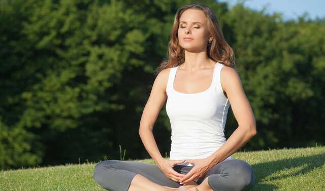 Whether indoors or outdoors, deep breathing can help center your focus and calm your nerves.