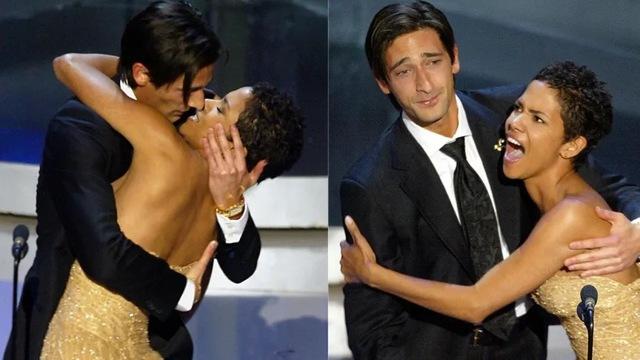 Adrien Brody, overwhelmed with emotion after winning Best Actor for The Pianist, grabbed Halle Berry, who was presenting the award, and kissed her in front of millions.