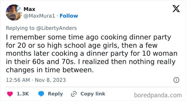 A powerful reflection on the universality of women’s experiences and how nothing truly changes, whether you're 20 or in your 70s.
