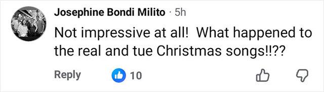 A viewer expresses disappointment with Gwen Stefani’s performance, questioning the choice of modern Christmas songs over traditional ones at the Rockefeller Tree Lighting.