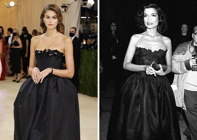 Examine Kaia Gerber’s Met Gala look inspired by Bianca Jagger’s 1981 Dior gown and if she captured the original coolness.