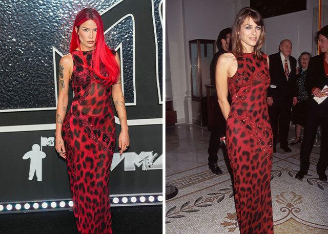 Highlight Halsey’s reboot of Elizabeth Hurley’s 1996 Versace gown and how she gave it new life.