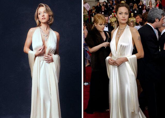 Review Sydney Sweeney’s recreation of Angelina Jolie’s 2004 Oscar gown, discussing its strengths and weaknesses.