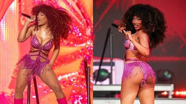 Megan Thee Stallion embraces her "Hot Girl" persona, using her wardrobe as a tool for body confidence and empowerment during live sets.