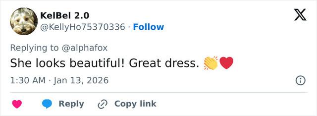 Some viewers focused on Alicia Silverstone’s red-carpet appearance, praising her look during the Golden Globes ceremony.