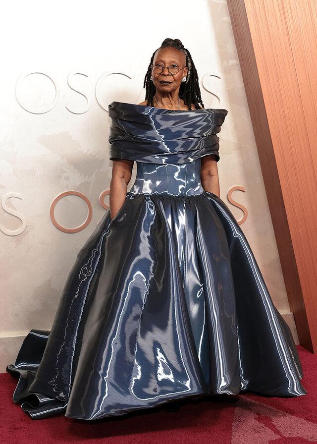 Whoopi Goldberg’s Shiny Off-Shoulder Ball Gown at the Academy Awards