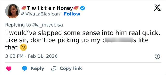 A social media user expresses confusion over the anatomical inconsistencies presented in the viral clip.