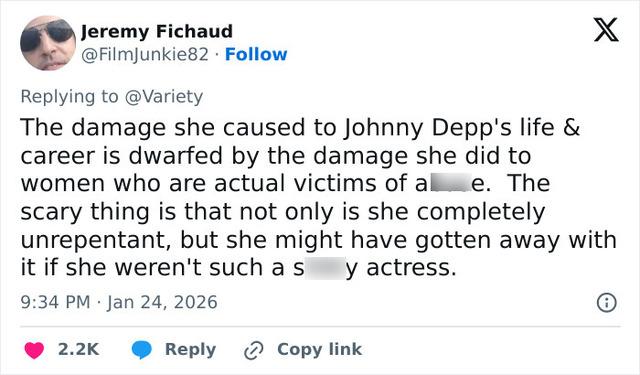 Public backlash remains intense, with detractors arguing that Heard's narrative has caused lasting damage to the credibility of actual abuse survivors.