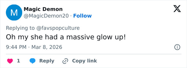A fan on X (formerly Twitter) reacts to Barbie's dramatic new look, calling it a "massive glow up."