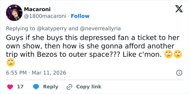 A satirical post mocking the wealth gap between elite celebrities and their working-class audience.