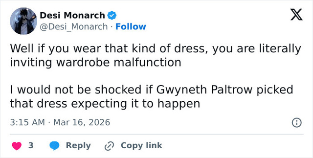 Critics on X argue that the gown's extreme construction made a viral 'malfunction' almost inevitable