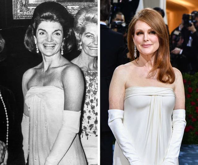 Julianne Moore resurrected Jackie Kennedy’s "blue blood" grace with a sophisticated modern couture polish.