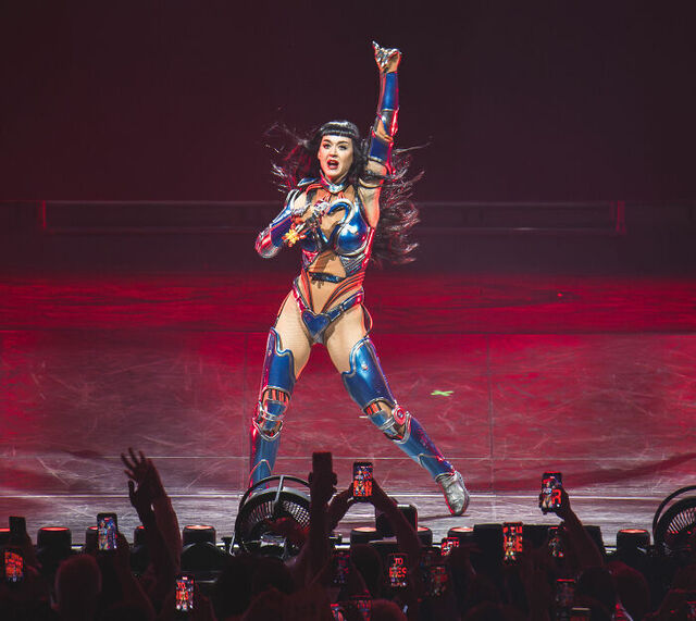 Katy Perry gives a high-energy performance during "The Lifetimes Tour" amid growing online backlash.
