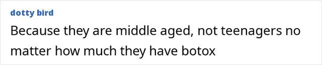 Netizen comment reflecting the public perception that age persists despite Botox treatments.