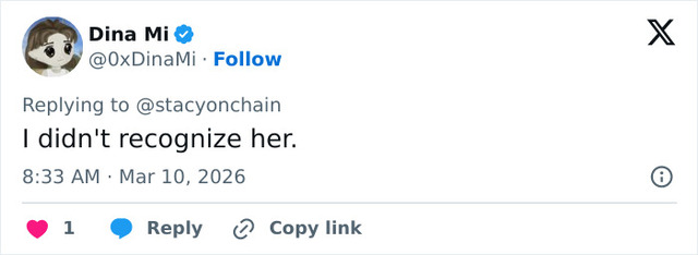 Social media user Dina Mi expresses shock at the star's transformation, stating she "didn't recognize her."