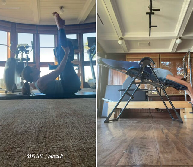 The morning’s final battle takes place in her state-of-the-art home gym