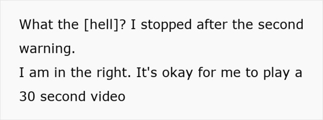 The passenger insisted she complied after the second warning.