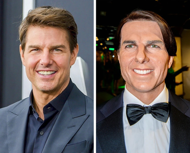 Tom Cruise faced a "Mission Impossible" of his own when sculptors failed to find his likeness, resulting in a bizarre soap-opera villain appearance.
