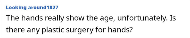 User discussion on how aging remains visible in untreated areas like the hands.