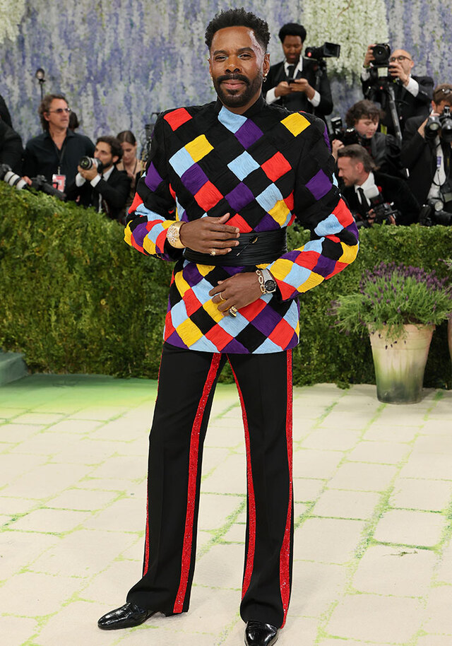 Colman Domingo looked as though he were wearing a colorful grandparent’s quilt.