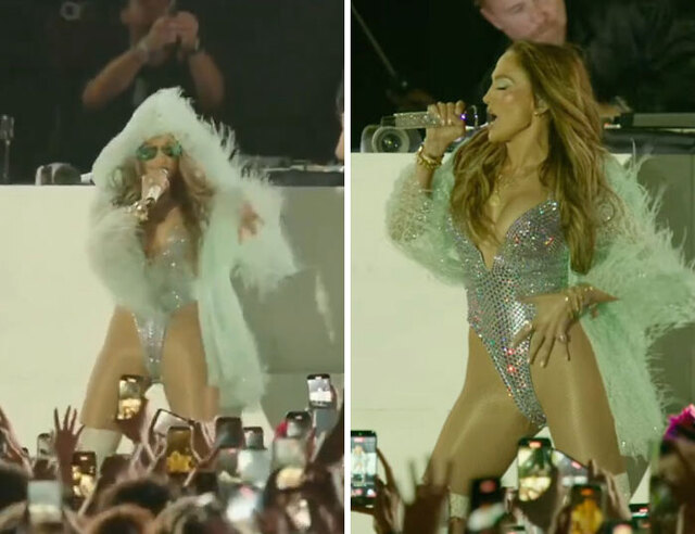 Jennifer Lopez's surprise appearance received mixed reactions from the crowd.