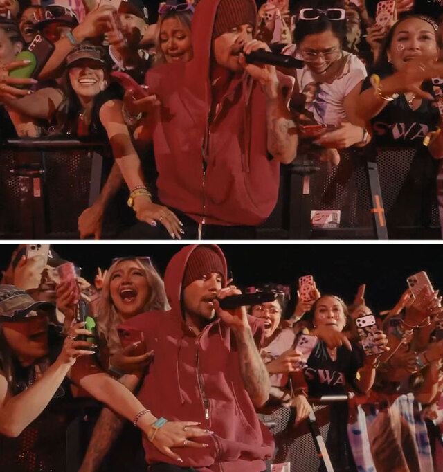 Justin Bieber defended his personal space from an inappropriate fan.