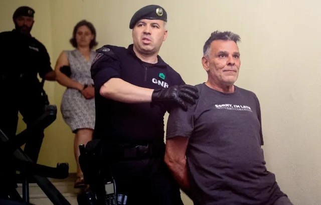 Marc Ballabriga, the boys' stepfather, escorted by authorities prior to his dramatic courtroom outbursts.