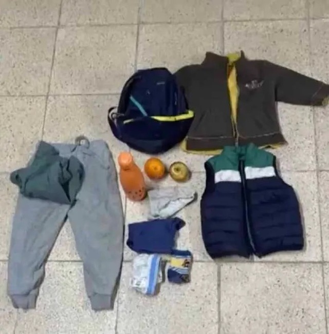 The backpacks and basic supplies left behind with the two young brothers in the Portuguese forest.